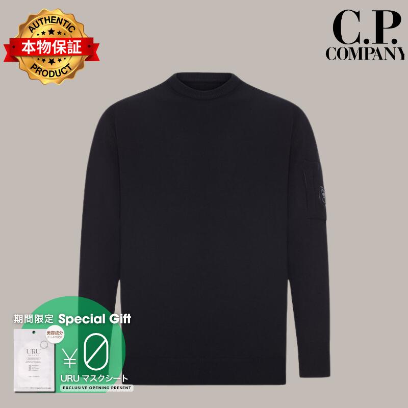 C.P. Company シーピーカンパニー 【本物保証】 knit ストリート系 ユニセックス シーピーカンパニー クルーネックセーターインエクストラファインメリノウール "ブラック"