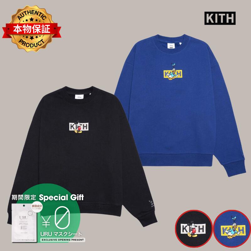 KITH キス 【本物保証】 スウェット ストリート系 ユニセックス キス x ディズニー ミッキー & フレンズ サイバー マンデー ミッキー クラシック ロゴ クルーネック "ブラック