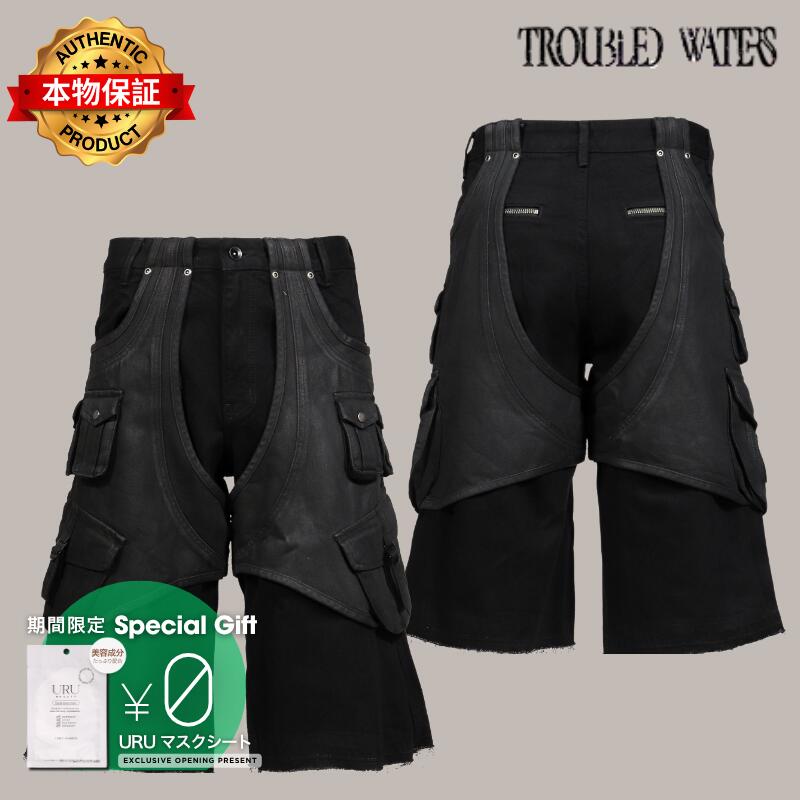 Troubled Waters 荒れる海 【本物保証】 パンツ ストリート系 メンズ PARASITE JORTS / WASHED BLK