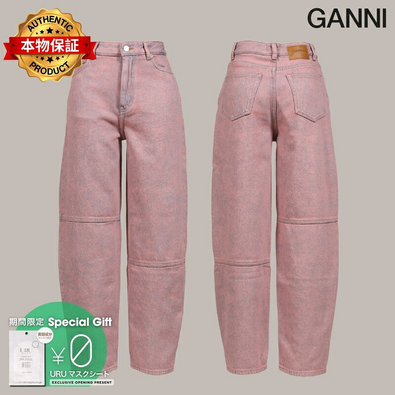 GANNI 【本物保証】 パンツ ストリート系 レディース OVERDYED HEAVY DENIM STARY / CAMEO PNK
