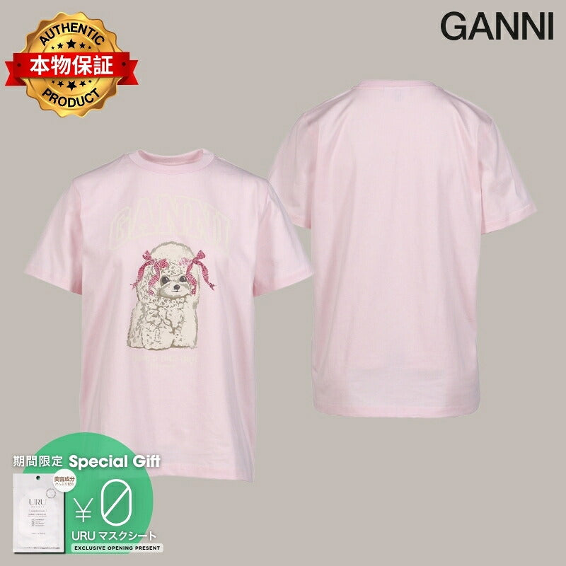 GANNI 【本物保証】 Tシャツ ストリート系 レディース BASIC COTTON JERSEY T-SHIRT / CHALK PNK