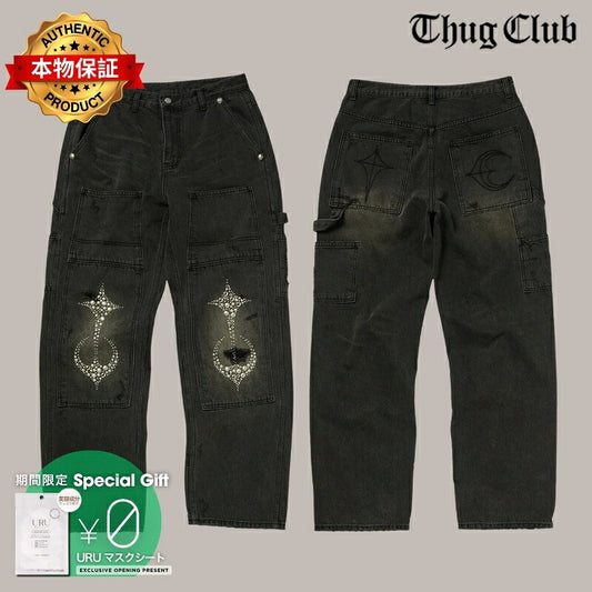 THUG CLUB 【本物保証】 パンツ ストリート系 メンズ STUDED KNEE CARPENTER PANTS
