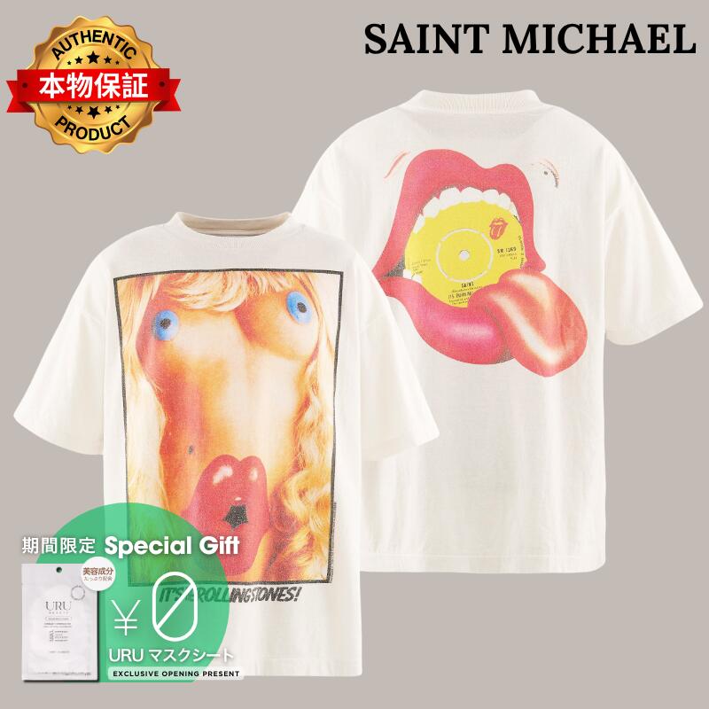 SAINT Mxxxxxx × The Rolling Stones 【本物保証】 Tシャツ ストリート系 メンズ TRS_SS T-SHIRT/BODY / WHT