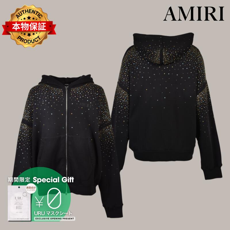 AMIRI アミリ 【本物保証】 パーカー ストリート系 メンズ CRYSTALS OS ZIP UP HOODIE / BLK