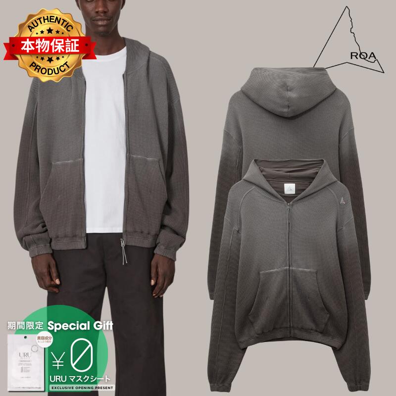 Roa ROA 【本物保証】 パーカー ストリート系 メンズ Bee Sun Faded Organic Waffle Zip Up Hoodie
