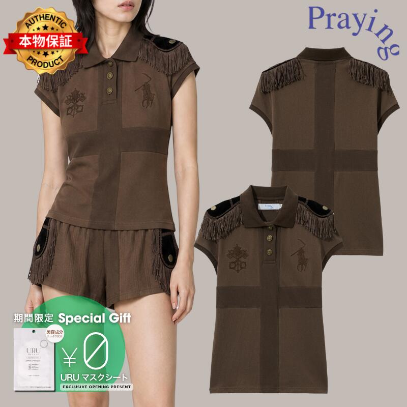 Praying 祈り 【本物保証】 シャツ ストリート系 レディース Epaulette Womens Top Brown