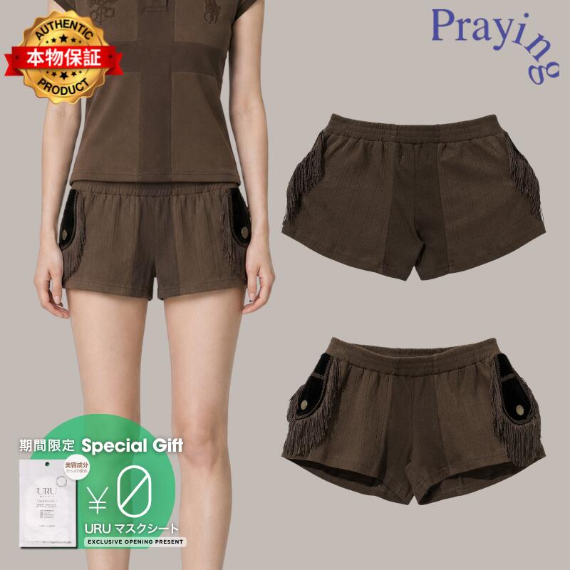 Praying 祈り 【本物保証】 ショートパンツ ストリート系 レディース Epaulette Womens Shorts Brown