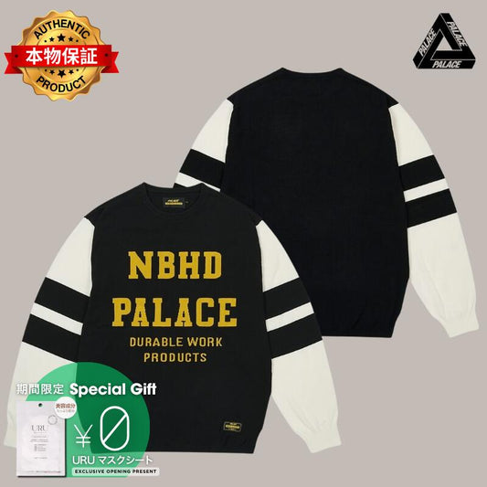 PALACE パレス 【本物保証】 knit ストリート系 ユニセックス パレス x ネイバーフッド ニットモトトップ "ブラック"