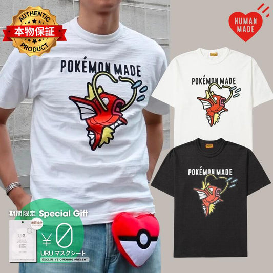HUMAN MADE ヒューマンメイド 【本物保証】 Tシャツ ストリート系 ユニセックス ヒューマンメイド x ポケモンメイド グラフィックTシャツ #3 (コイキング) "ブラック"