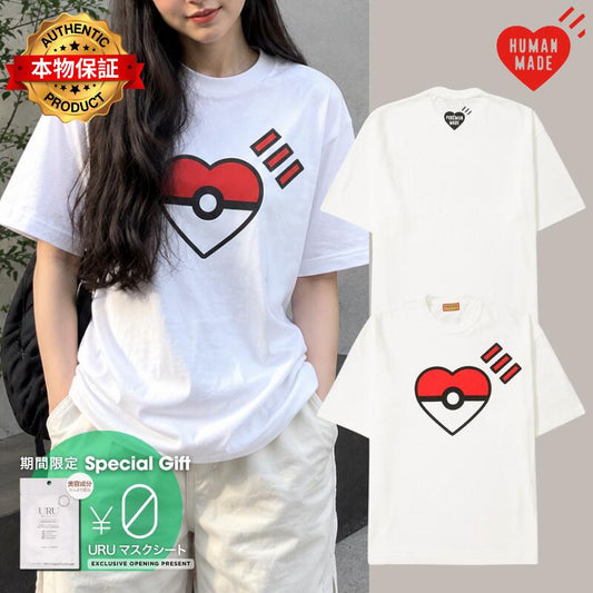 HUMAN MADE ヒューマンメイド 【本物保証】 Tシャツ ストリート系 ユニセックス ヒューマンメイド x ポケモン メイド グラフィック Tシャツ (モンスターボール) "ホワイト"