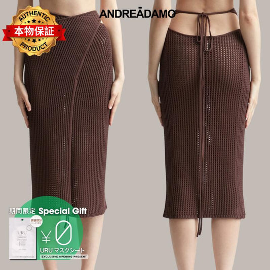 Andreadamo アンドレダモ【本物保証】 スカート ストリート系 レディース クロシェ ミディ ラップスカート
