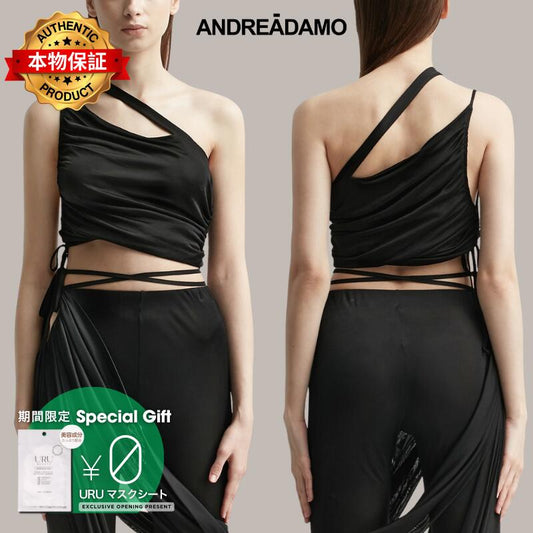 Andreadamo アンドレダモ【本物保証】 Tシャツ ストリート系 レディース ドレープジャージー モノストラップ タンクトップ