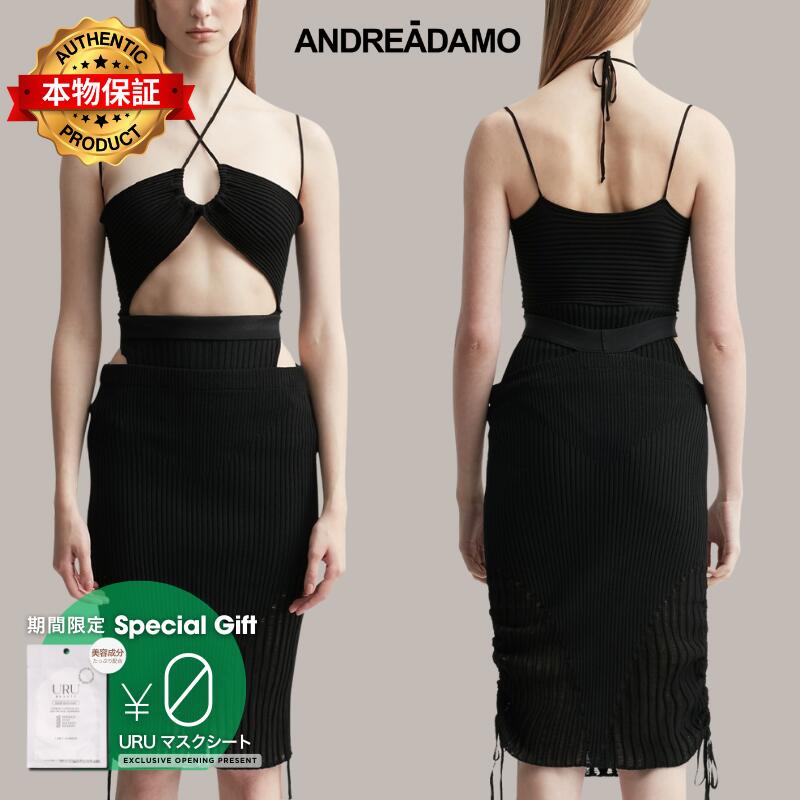 Andreadamo アンドレダモ【本物保証】 Tシャツ ストリート系 レディース リブニット スリーブレス ボディスーツ