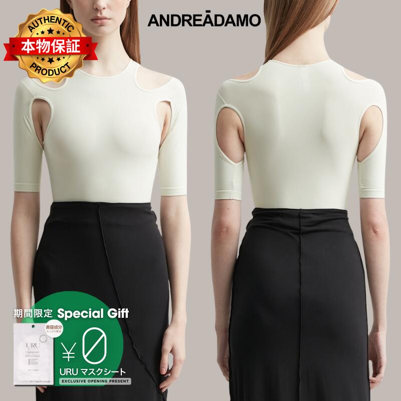 Andreadamo アンドレダモ【本物保証】 Tシャツ ストリート系 レディース カットアウトディテール スカルプテッドボディトップ
