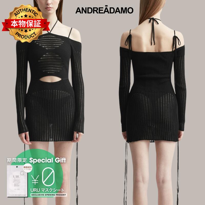 Andreadamo アンドレダモ【本物保証】 ワンピース ストリート系 レディース リブニット ミニドレス