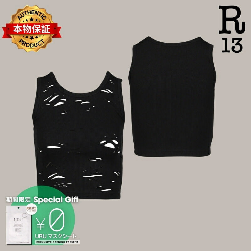 R13【本物保証】 Tシャツ ストリート系 レディース DISTRESSED TANK / BLK