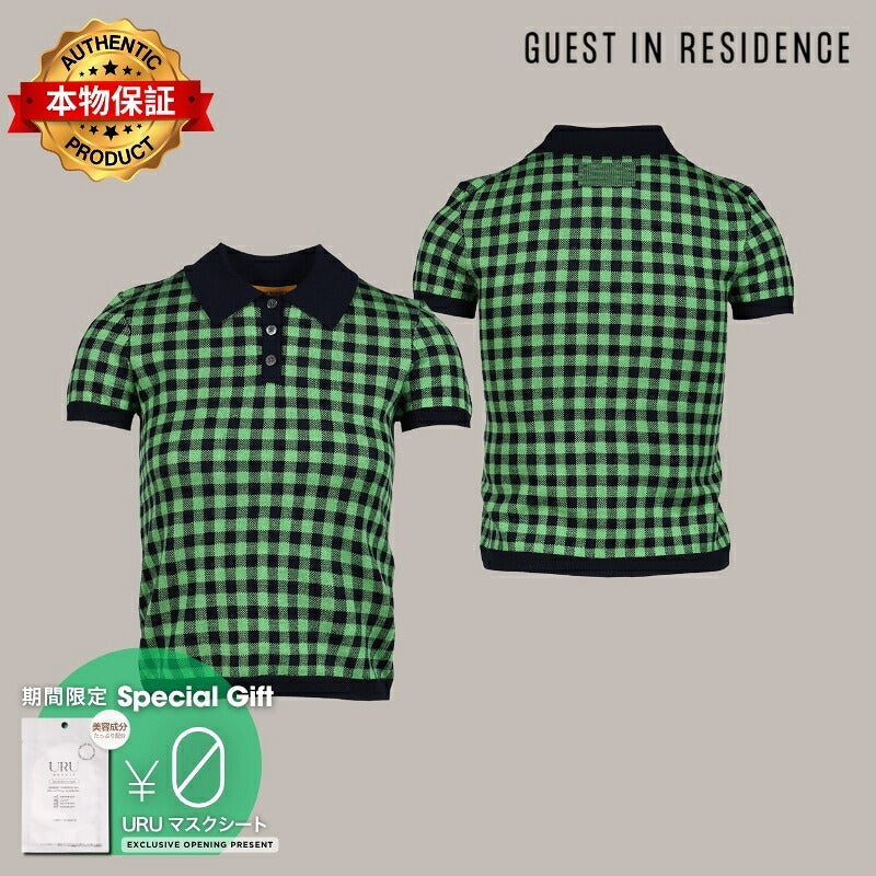 Guest in Residence ゲスト イン レジデンス 【本物保証】 Tシャツ ストリート系 レディース GINGHAM SHRUNKEN POLO / GRN
