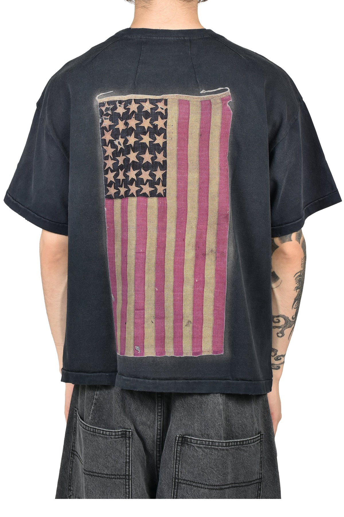 JUN/NAKAYAMA ジュン/中山 【本物保証】 Tシャツ ストリート系 メンズ FLAG T-SHIRTS / BLK