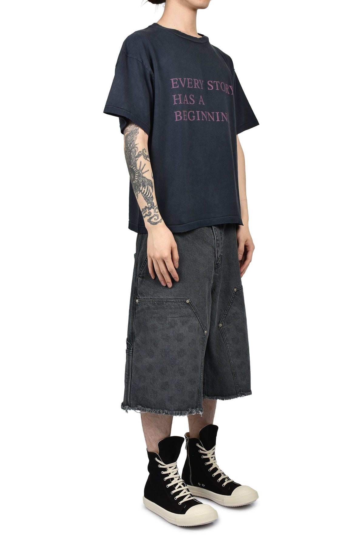 JUN/NAKAYAMA ジュン/中山 【本物保証】 Tシャツ ストリート系 メンズ FLAG T-SHIRTS / BLK