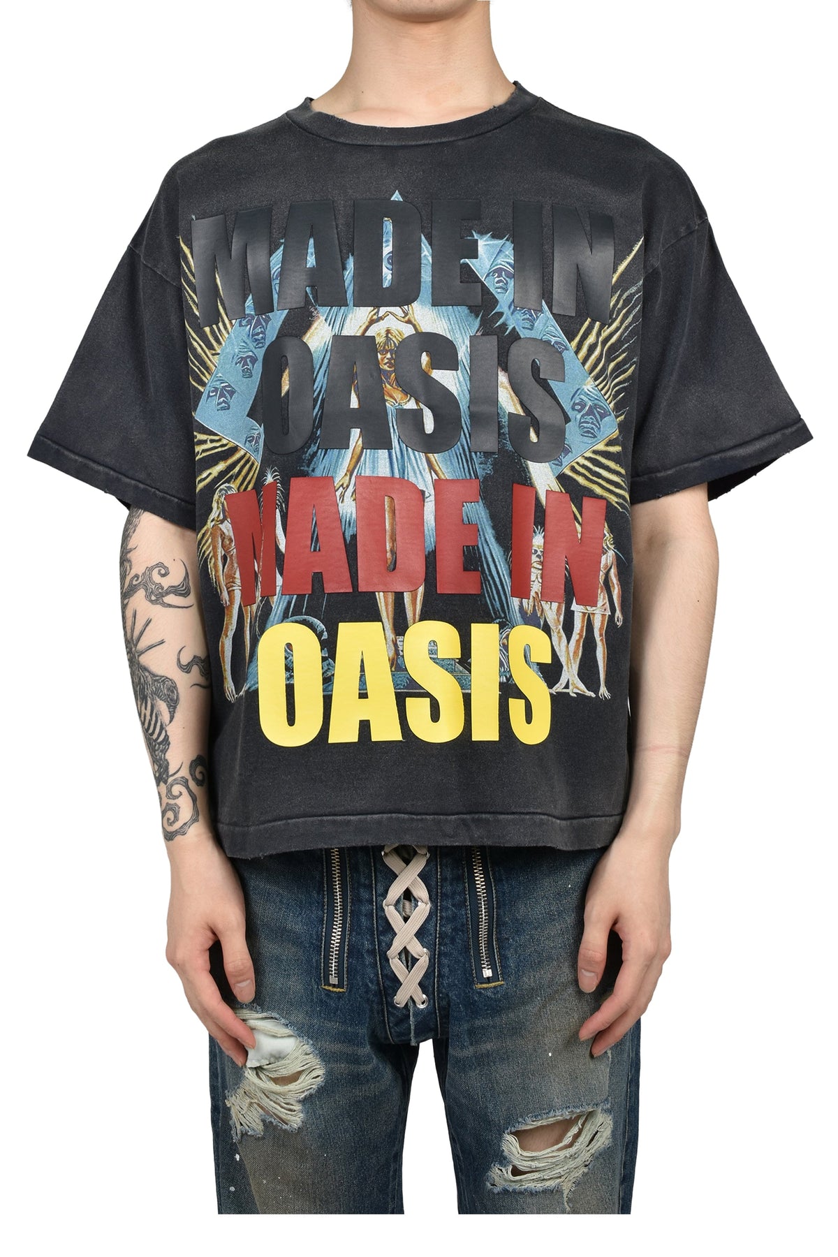 JUN/NAKAYAMA ジュン/中山 【本物保証】 Tシャツ ストリート系 メンズ OASIS T-SHIRTS / BLK
