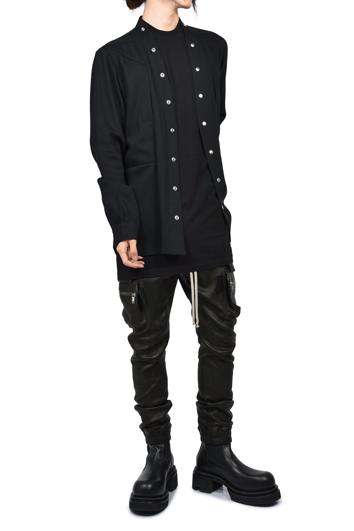 Rick Owens リックオウエンス 【本物保証】 Tシャツ ストリート系 メンズ LARRY FOGPOCKET SHIRT / BLK