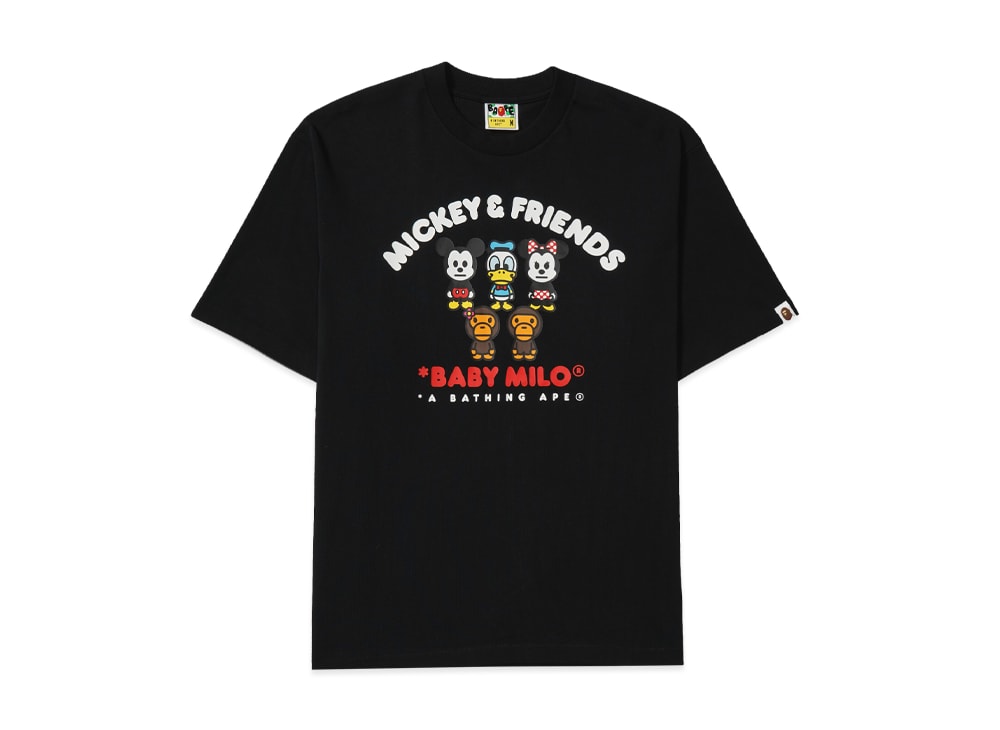 A BATHING APE アベイシングエイプ 【本物保証】 Tシャツ ストリート系 ユニセックス アベイシングエイプ x ディズニー ミッキー＆フレンズ ベビーマイロ リラックスフィット Tシャツ "ブラック"