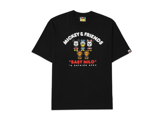 A BATHING APE アベイシングエイプ 【本物保証】 Tシャツ ストリート系 ユニセックス アベイシングエイプ x ディズニー ミッキー＆フレンズ ベビーマイロ リラックスフィット Tシャツ "ブラック"