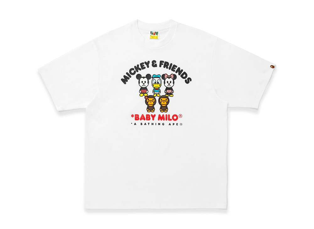 A BATHING APE アベイシングエイプ 【本物保証】 Tシャツ ストリート系 ユニセックス アベイシングエイプ x ディズニー ミッキー＆フレンズ ベビーマイロ リラックスフィット Tシャツ "ブラック"