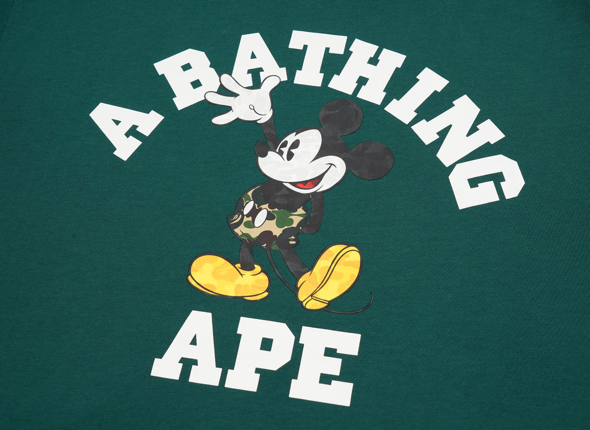 A BATHING APE アベイシングエイプ 【本物保証】 Tシャツ ストリート系 ユニセックス アベイシングエイプ x ディズニー ミッキーマウス カレッジ リラックスフィット Tシャツ "ブラック"