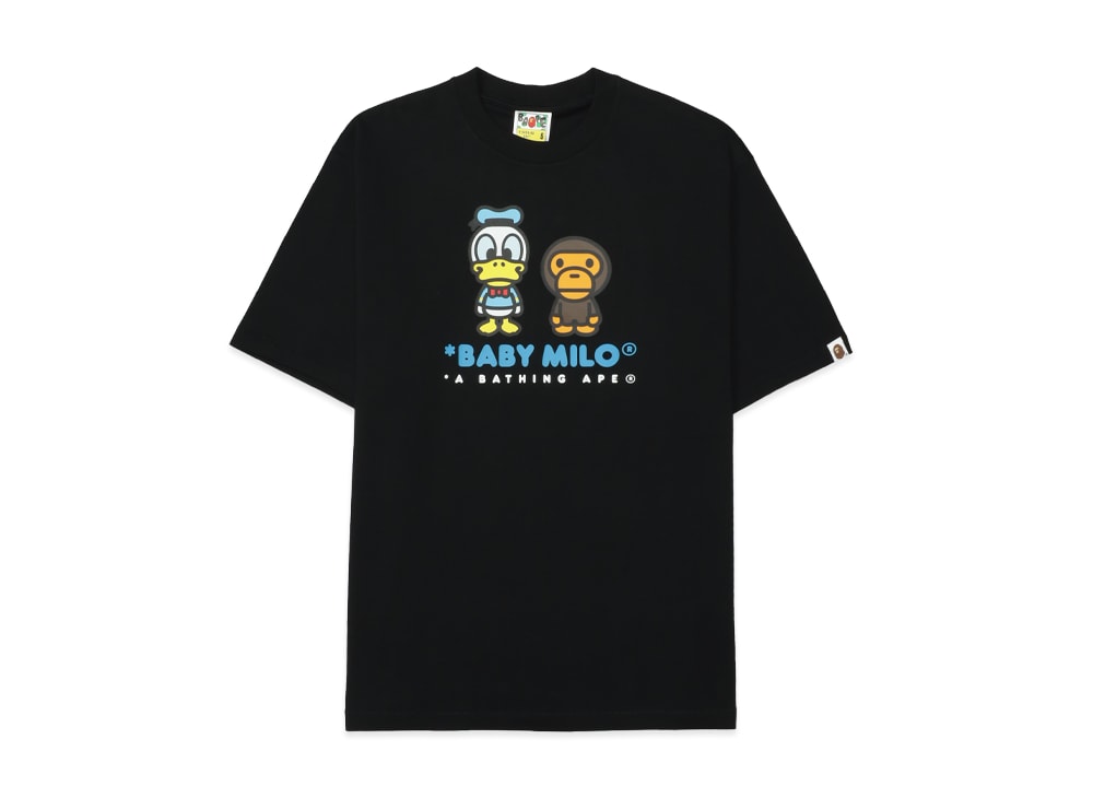A BATHING APE アベイシングエイプ 【本物保証】 Tシャツ ストリート系 ユニセックス アベイシングエイプ x ディズニー ドナルドダック ベビーマイロ リラックスフィット Tシャツ "ブラック"