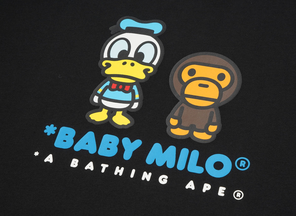 A BATHING APE アベイシングエイプ 【本物保証】 Tシャツ ストリート系 ユニセックス アベイシングエイプ x ディズニー ドナルドダック ベビーマイロ リラックスフィット Tシャツ "ブラック"