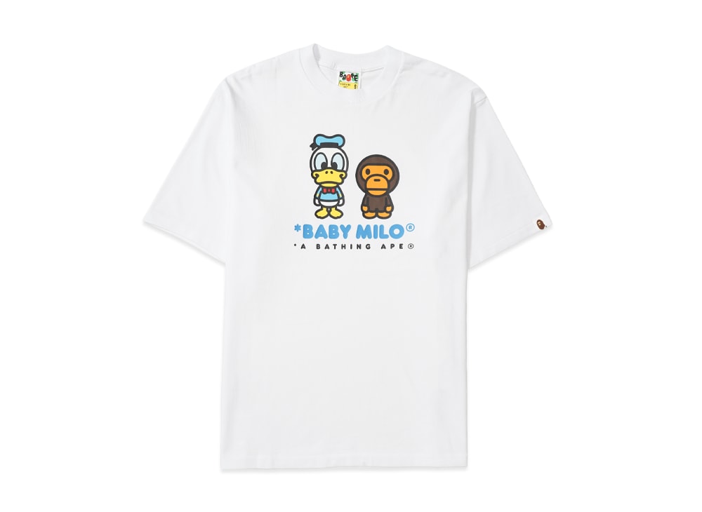 A BATHING APE アベイシングエイプ 【本物保証】 Tシャツ ストリート系 ユニセックス アベイシングエイプ x ディズニー ドナルドダック ベビーマイロ リラックスフィット Tシャツ "ブラック"