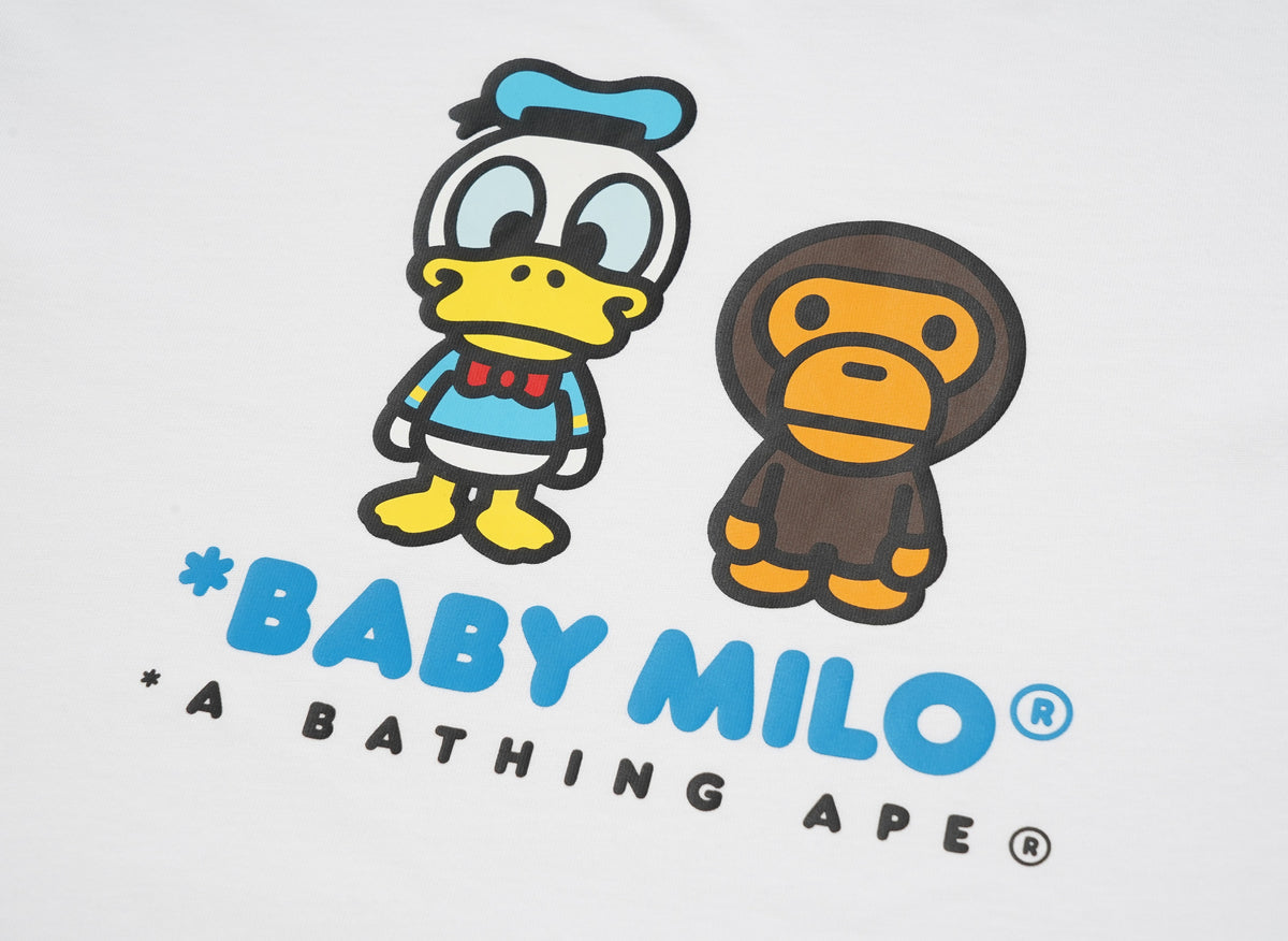 A BATHING APE アベイシングエイプ 【本物保証】 Tシャツ ストリート系 ユニセックス アベイシングエイプ x ディズニー ドナルドダック ベビーマイロ リラックスフィット Tシャツ "ブラック"