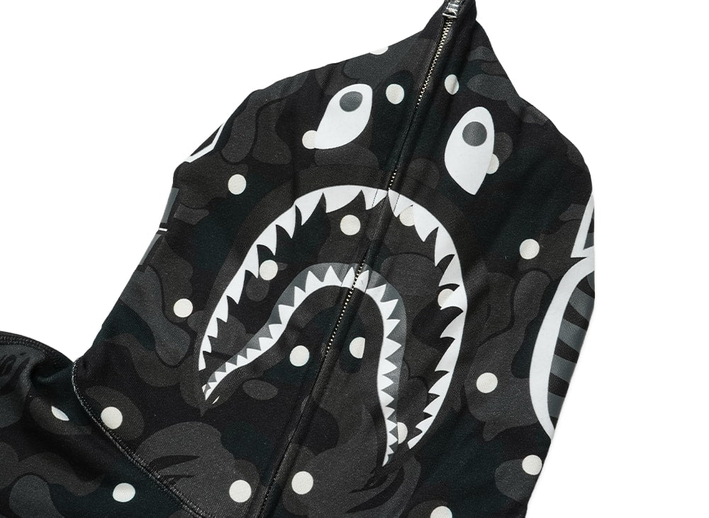 A BATHING APE アベイシングエイプ 【本物保証】 パーカー ストリート系 ユニセックス アベイシングエイプ Abc ドット シャーク フルジップ パーカー "ブラック"