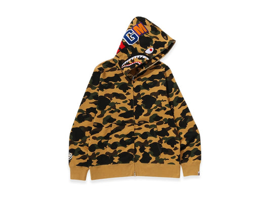 A BATHING APE アベイシングエイプ 【本物保証】 パーカー ストリート系 ユニセックス アベイシングエイプ ファーストカモ シャーク フルジップフーディー "イエロー"