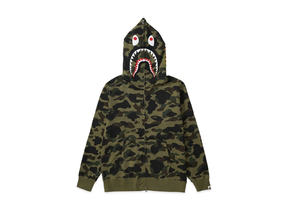 A BATHING APE アベイシングエイプ 【本物保証】 パーカー ストリート系 ユニセックス アベイシングエイプ ファーストカモ シャーク フルジップフーディー "イエロー"