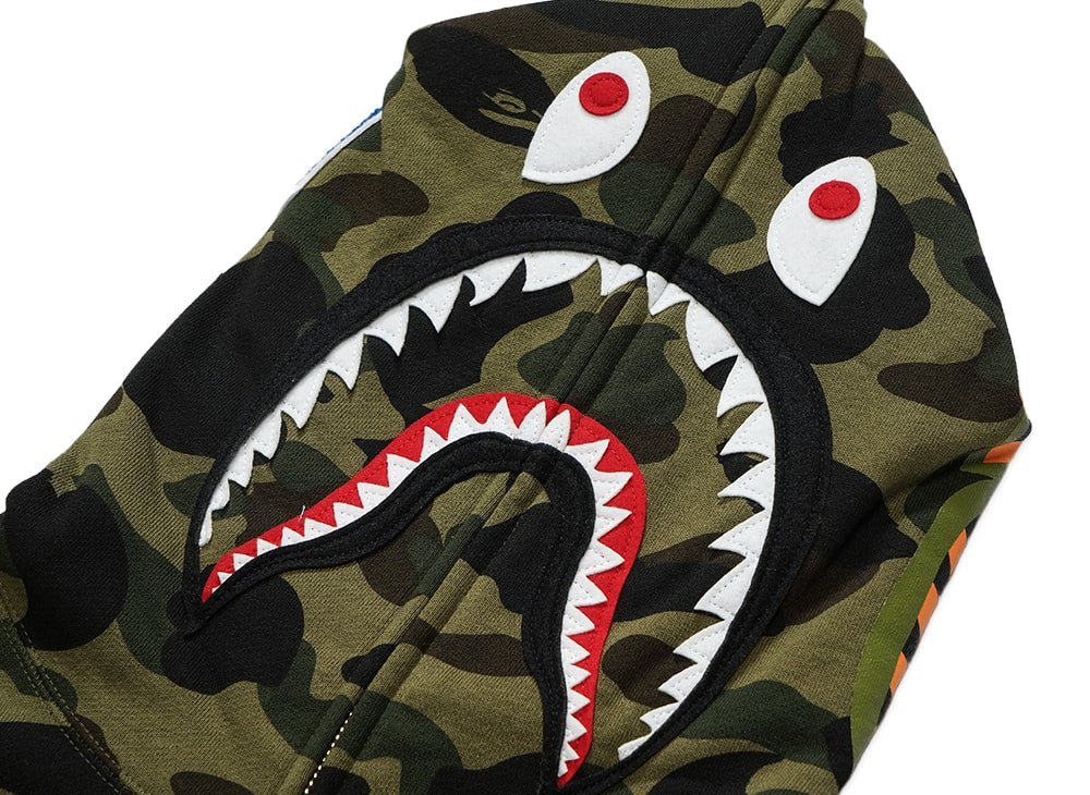 A BATHING APE アベイシングエイプ 【本物保証】 パーカー ストリート系 ユニセックス アベイシングエイプ ファーストカモ シャーク フルジップフーディー "イエロー"