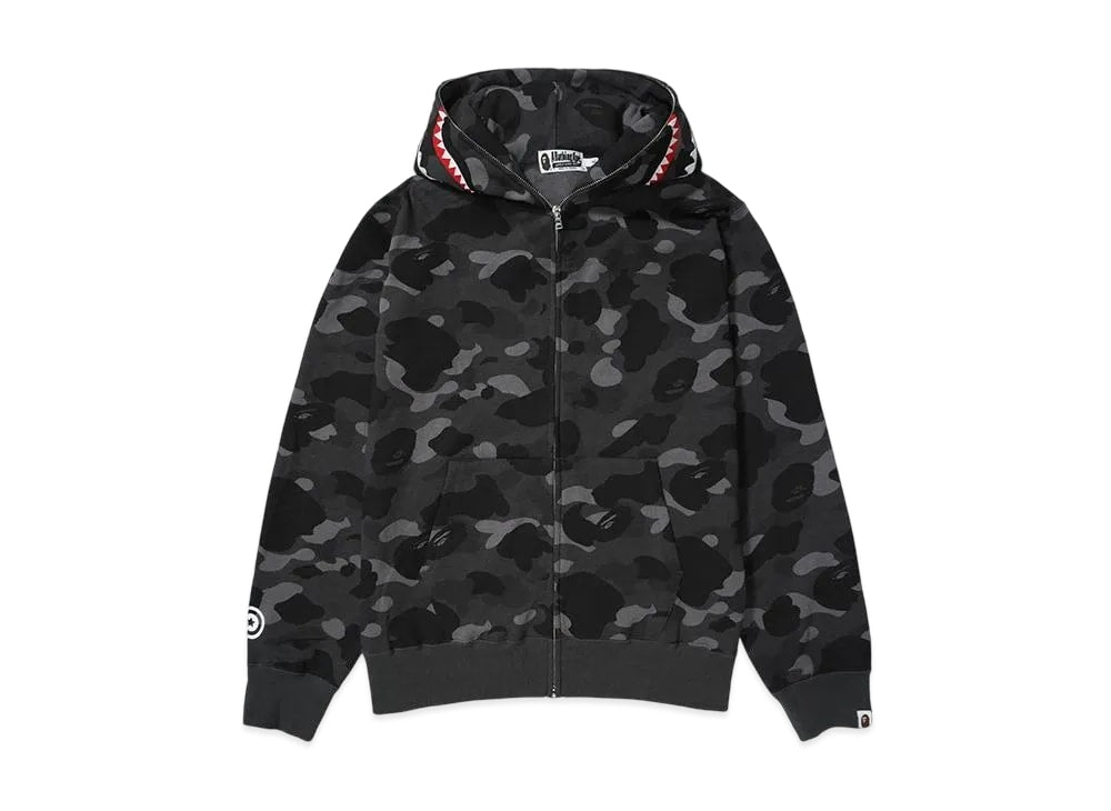 A BATHING APE アベイシングエイプ 【本物保証】 パーカー ストリート系 ユニセックス アベイシングエイプ カラー カモ シャーク フル ジップ パーカー "ブラック"