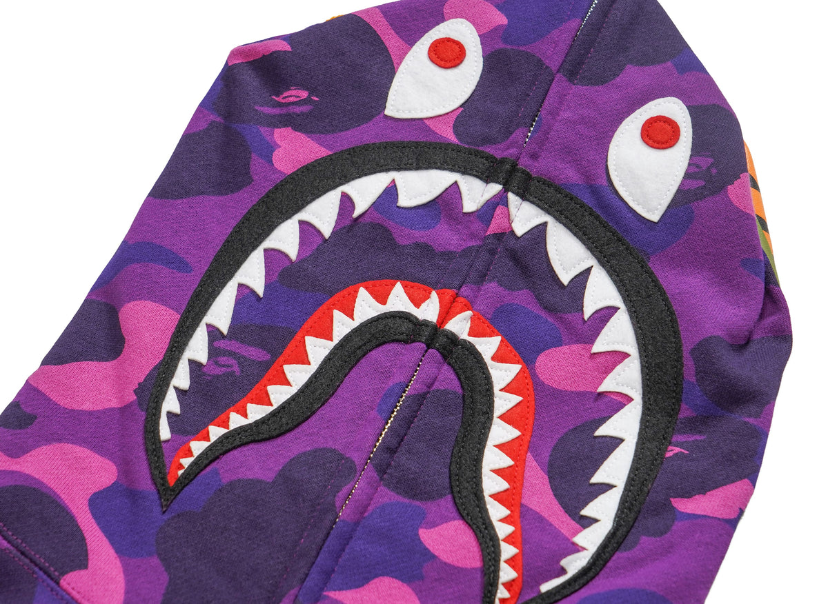 A BATHING APE アベイシングエイプ 【本物保証】 パーカー ストリート系 ユニセックス アベイシングエイプ カラー カモ シャーク フル ジップ パーカー "ブラック"
