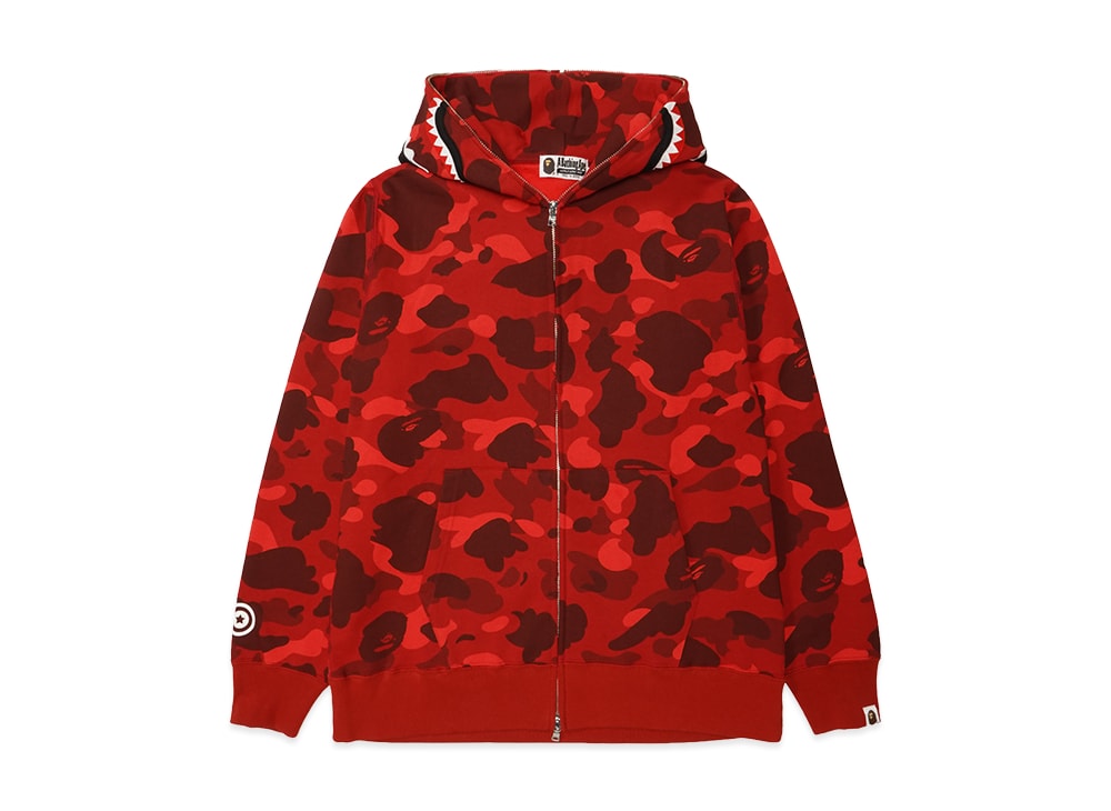A BATHING APE アベイシングエイプ 【本物保証】 パーカー ストリート系 ユニセックス アベイシングエイプ カラー カモ シャーク フル ジップ パーカー "ブラック"