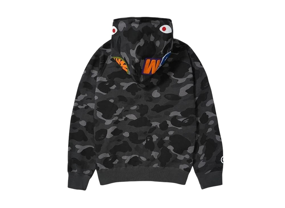 A BATHING APE アベイシングエイプ 【本物保証】 パーカー ストリート系 ユニセックス アベイシングエイプ カラー カモ シャーク フル ジップ パーカー "ブラック"