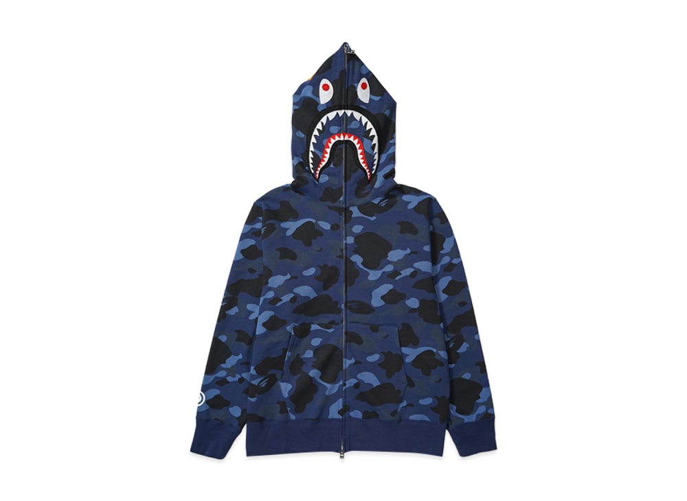 A BATHING APE アベイシングエイプ 【本物保証】 パーカー ストリート系 ユニセックス アベイシングエイプ カラー カモ シャーク フル ジップ パーカー "ブラック"
