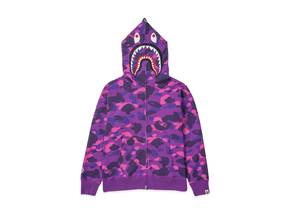 A BATHING APE アベイシングエイプ 【本物保証】 パーカー ストリート系 ユニセックス アベイシングエイプ カラー カモ シャーク フル ジップ パーカー "ブラック"