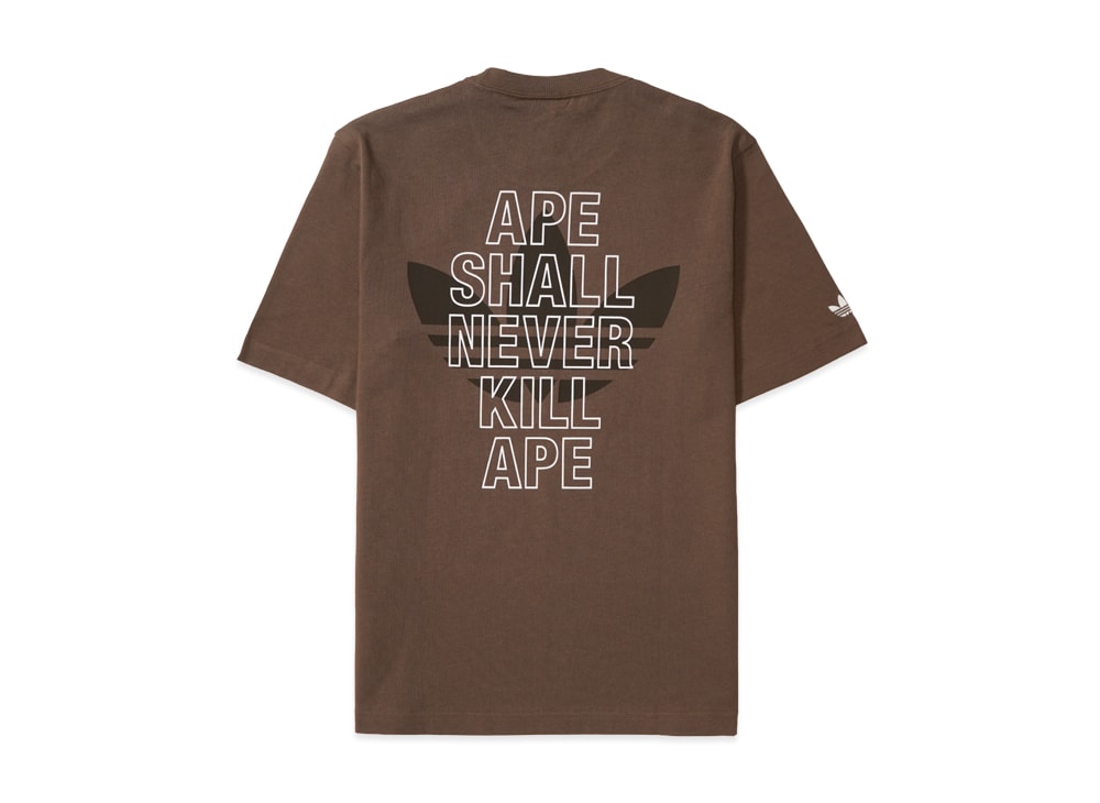 A BATHING APE アベイシングエイプ 【本物保証】 Tシャツ ストリート系 ユニセックス アベイシングエイプ x アディダス エイプヘッド Tシャツ "ブラウン"