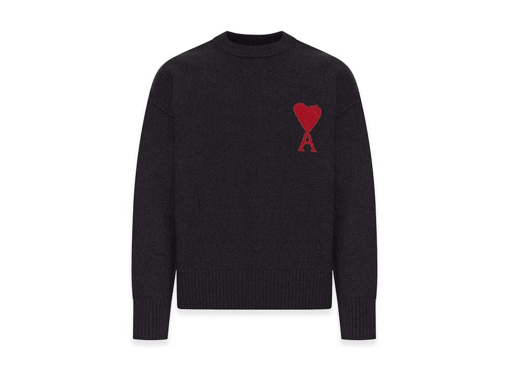 AMI PARIS アミ パリス 【本物保証】 knit ストリート系 ユニセックス アミパリス アミドゥクールクルーネックセーターインウール "ブラック"