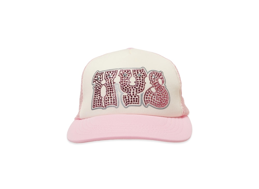 HYSTERIC GLAMOUR ヒステリックグラマー 【本物保証】 cap ストリート系 ユニセックス ヒステリックグラマー ヒプノタイズドロゴ ラインストーン メッシュ キャップ  ピンク ブラック