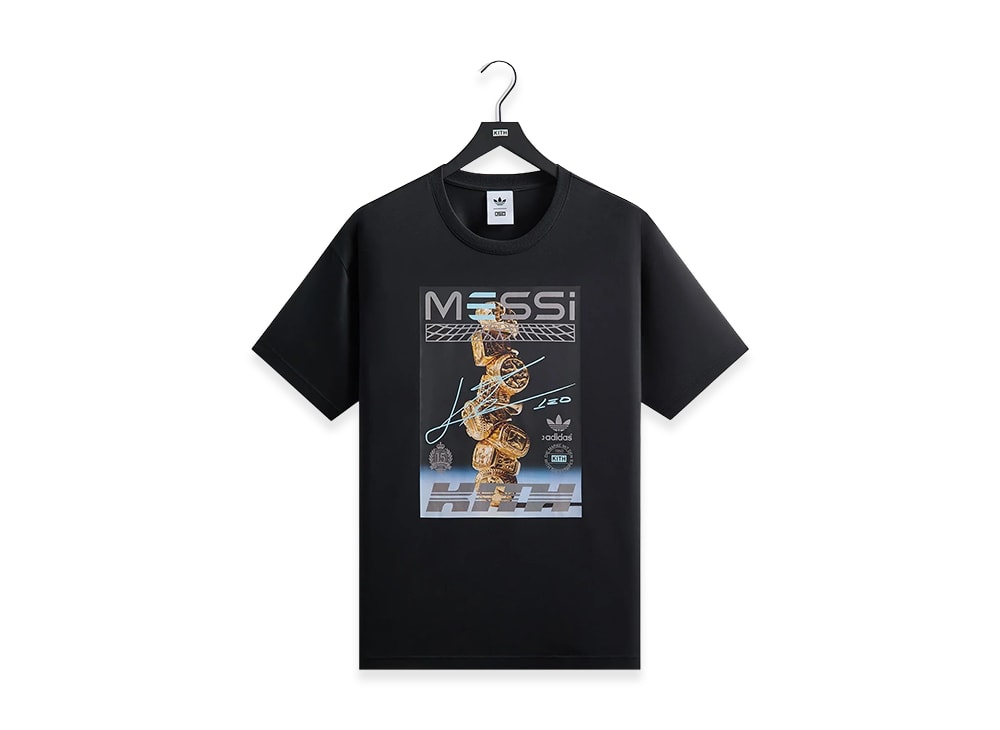 KITH キス 【本物保証】 Tシャツ ストリート系 ユニセックス キス x リオネルメッシ x アディダス フットボールグラフィックTシャツ "ブラック"