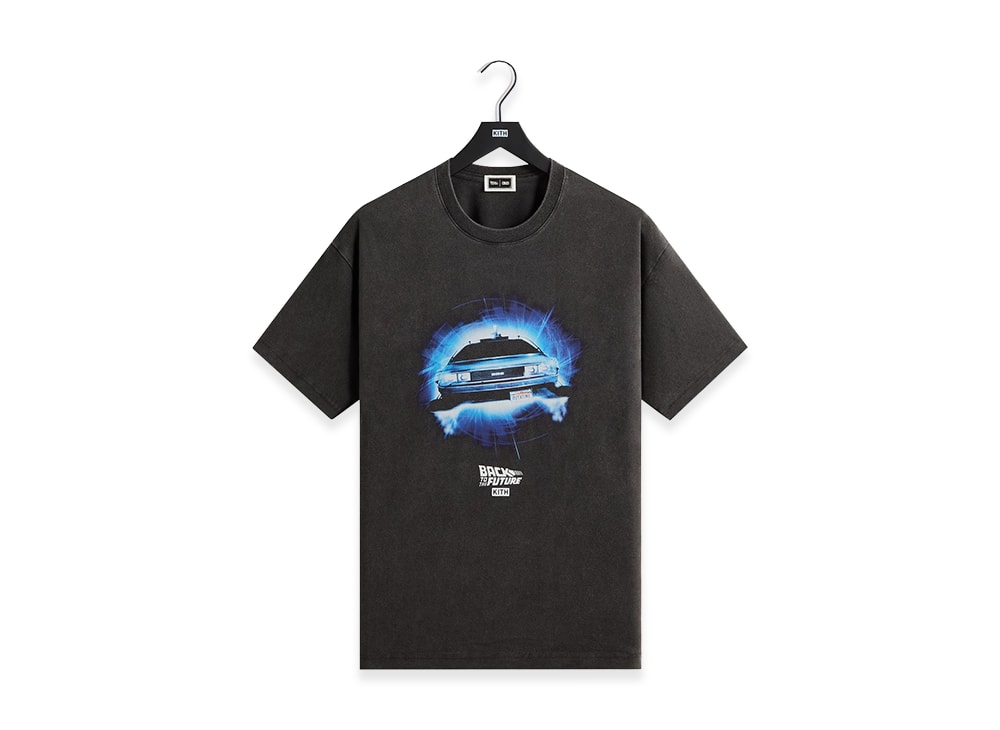 KITH キス 【本物保証】 Tシャツ ストリート系 ユニセックス キス x バックトゥザフューチャー デロリアン フロントバック ヴィンテージTシャツ "ブラック"
