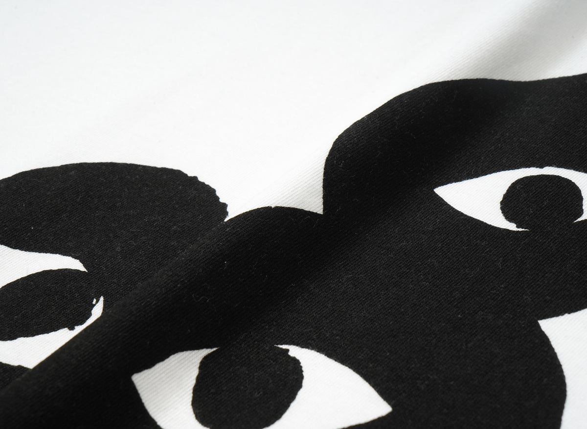 PLAY COMME des GARCONS プレイ コムデギャルソン 【本物保証】 Tシャツ ストリート系 ユニセックス プレイコムデギャルソン コットン ジャージー プリント/ブラック "ホワイト"