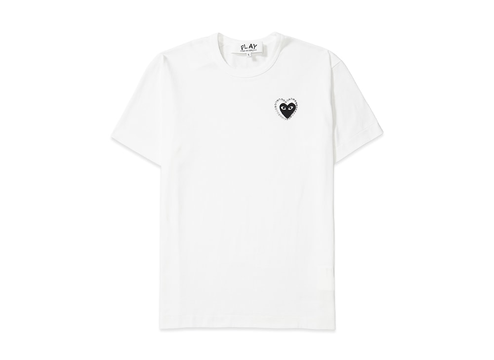 PLAY COMME des GARCONS プレイ コムデギャルソン 【本物保証】 Tシャツ ストリート系 ユニセックス プレイコムデギャルソン ユニセックス Tシャツ エンブレム x メタルストーン "ホワイト/ブラック"